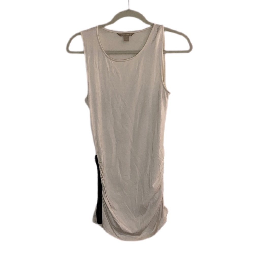 Banana Republic White Tank with Black Zipper and Clenched Side. Size Small.